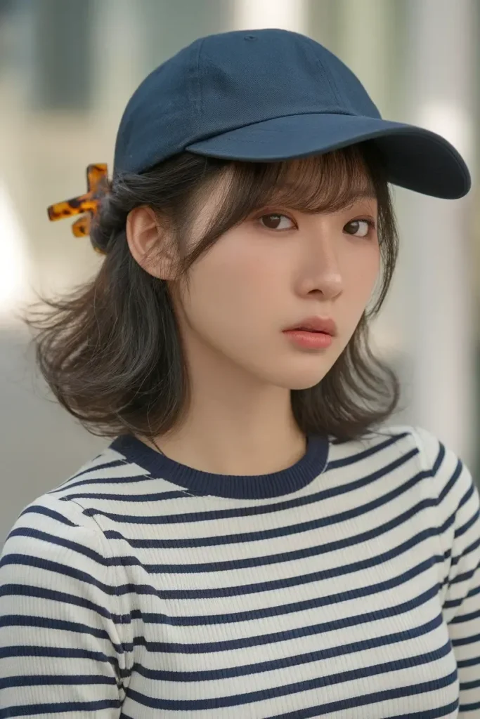  Half-Up Twist with Hat