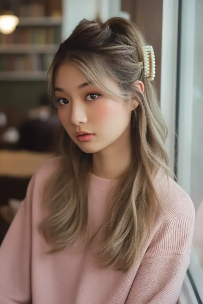 Half Ponytail with Clips