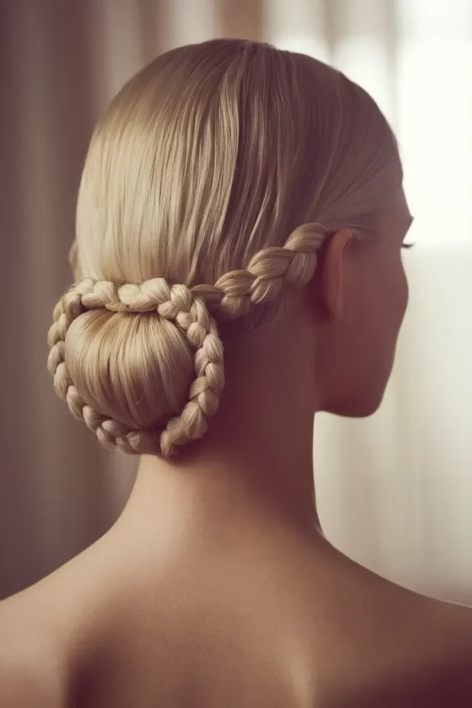 Braided Low Bun with Heart Detail
