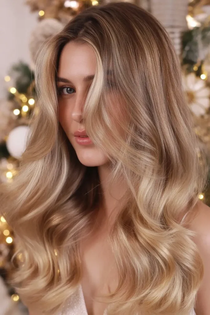 Blended Beige Balayage Christmas Hair Color