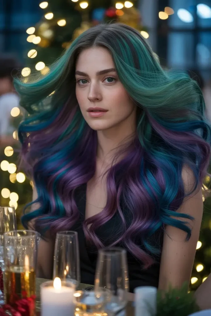 Peacock Mix Christmas Hair Color