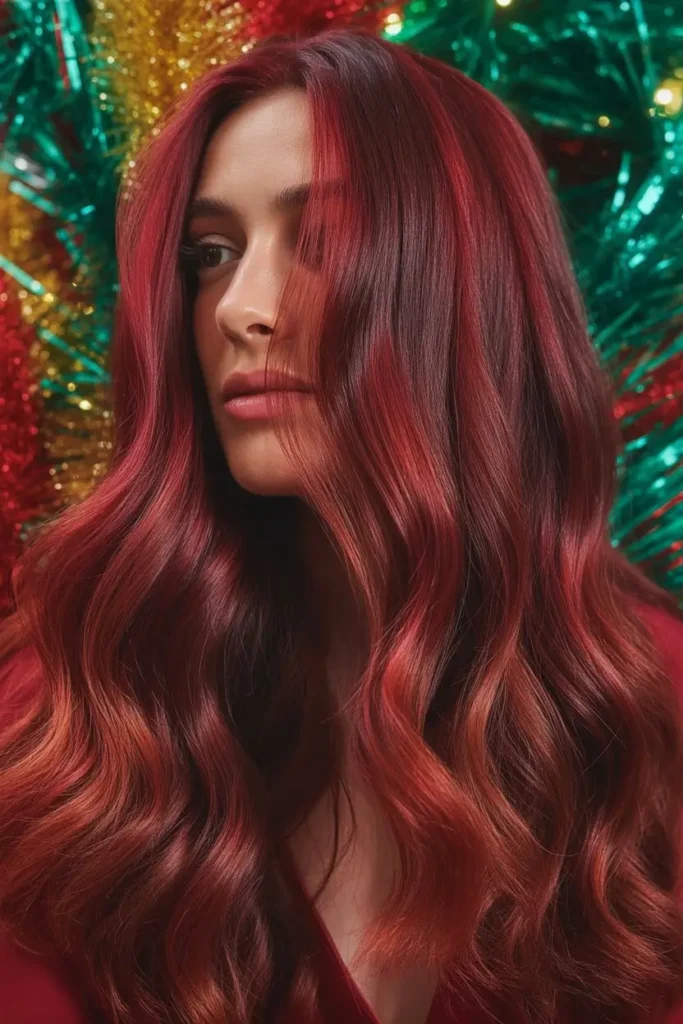 Wine Red Holiday Hair Color