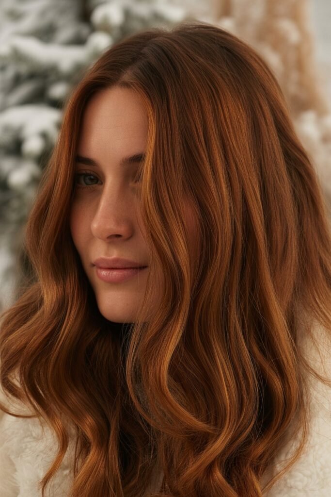 Copper and Amber Highlights Christmas Hair Color