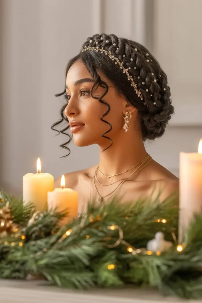 Halo Braid Christmas Hairstyle