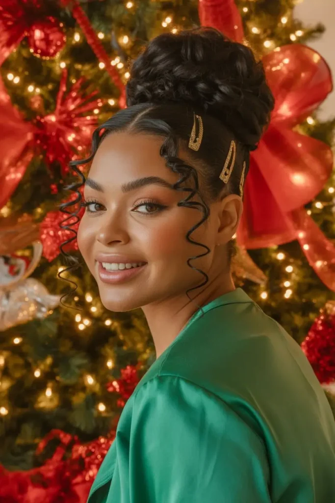 High Bun With Face-Framing Curls