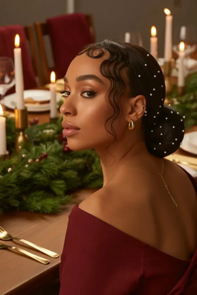 Braided Bun Christmas Style